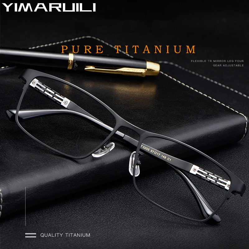 Yimaruili Men's Full Rim Large Square Titanium Eyeglasses HT0205 Full Rim Yimaruili Eyeglasses   