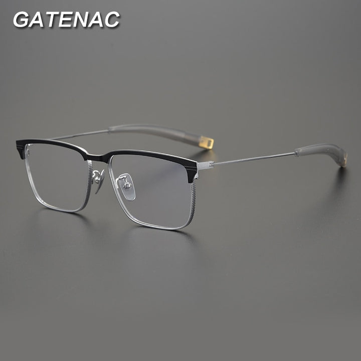 Gatenac Unisex Full Rim Square Titanium Eyeglasses Gxyj828 Full Rim Gatenac   
