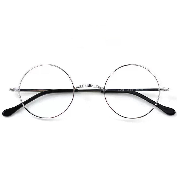Hdcrafter Unisex Full Rim Round Titanium Eyeglasses Full Rim Hdcrafter Eyeglasses Silver  