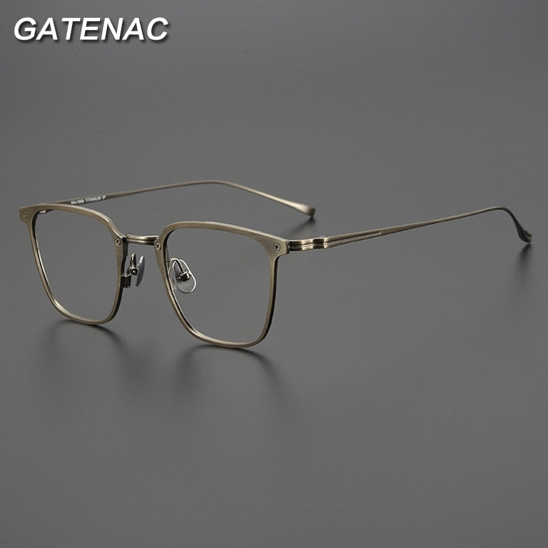 Gatenac Unisex Full Rim Square Titanium Eyeglasses Gxyj965 Full Rim Gatenac   