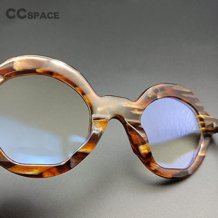 CCSpace Unisex Full Rim Round Handcrafter Acetate Eyeglasses 55100 Full Rim CCspace   