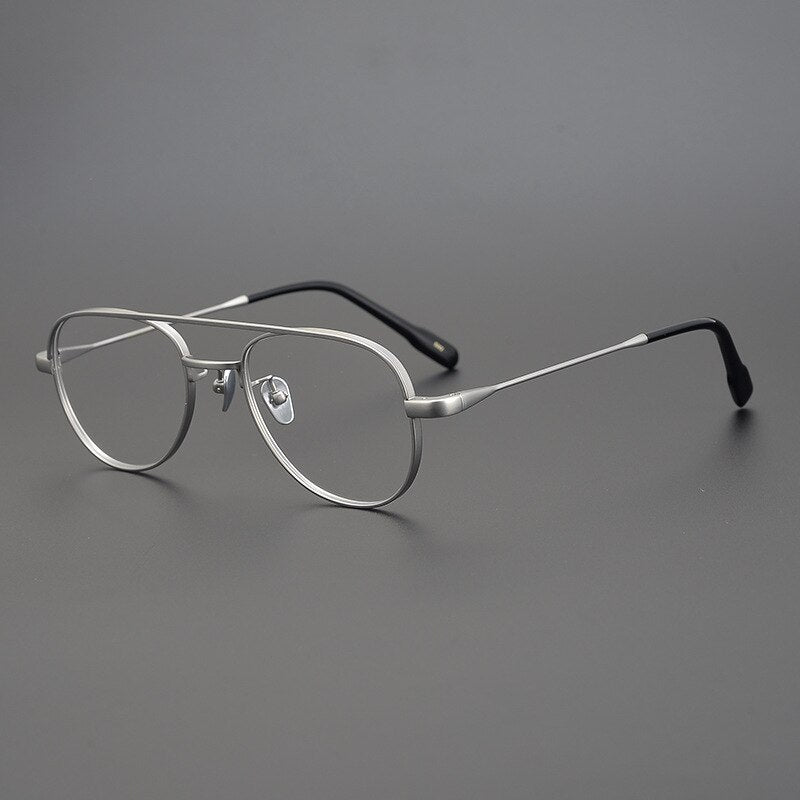 Cubojue Unisex Full Rim Oval Double Bridge Titanium Hyperopic Reading Glasses Reading Glasses Cubojue no function lens 0 Silver 