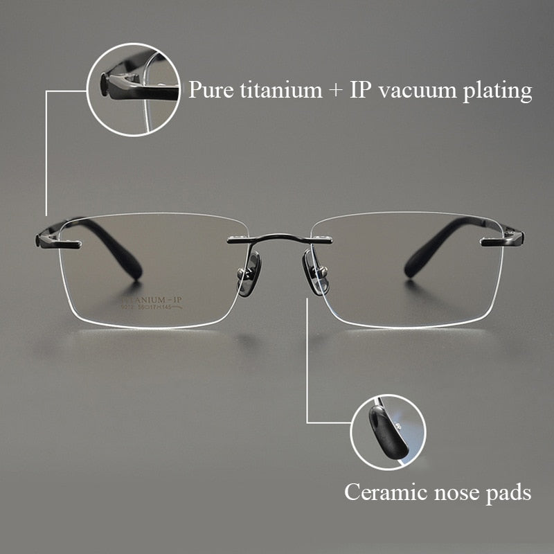 Bclear Men's Rimless Square Titanium Eyeglasses Mys9012 Rimless Bclear   