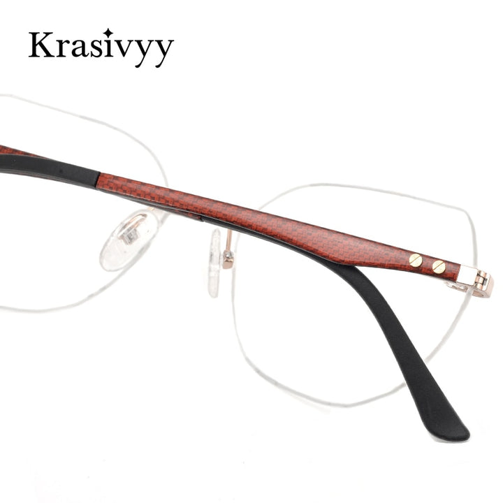 Krasivyy Women's Rimless Square Cat Eye Carbon Fiber Titanium Eyeglasses Kr16026 Rimless Krasivyy   