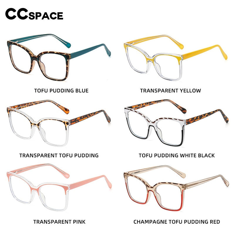 CCspace Women's Full Rim Large Square Tr 90 Alloy Eyeglasses 55388 Full Rim CCspace   