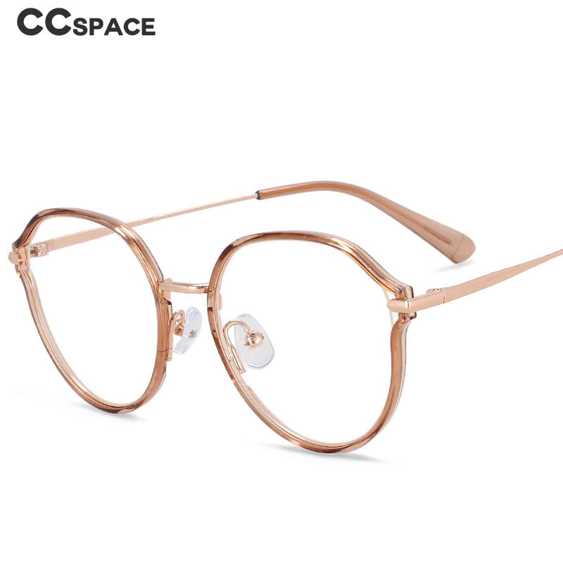 CCspace Women's Full Rim Irregular Round Alloy Eyeglasses 55336 Full Rim CCspace   