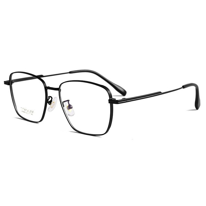 Yimaruili Unisex Full Rim Square Titanium Eyeglasses K5009 Full Rim Yimaruili Eyeglasses Black  