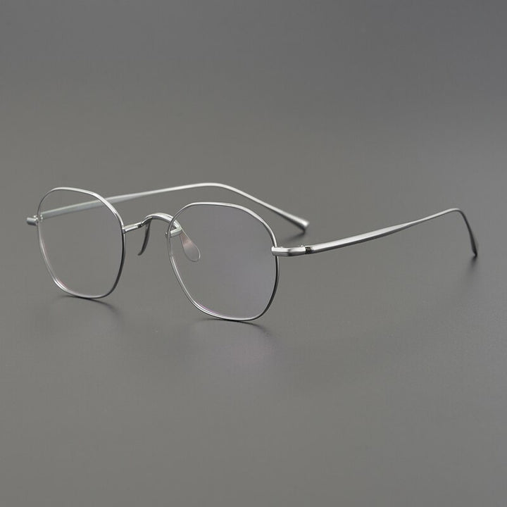 Gatenac Unisex Full Rim Irregular Square Titanium Eyeglasses Gxyj908 Full Rim Gatenac Silver  