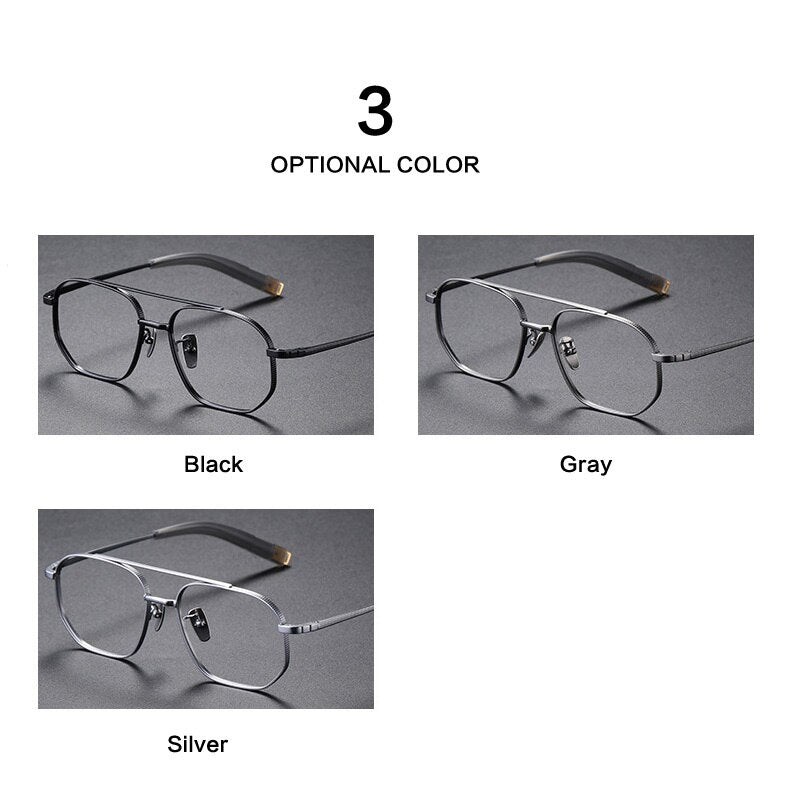 Hdcrafter Men's Full Rim Wide Square Double Bridge Titanium Eyeglasses 07518 Full Rim Hdcrafter Eyeglasses   