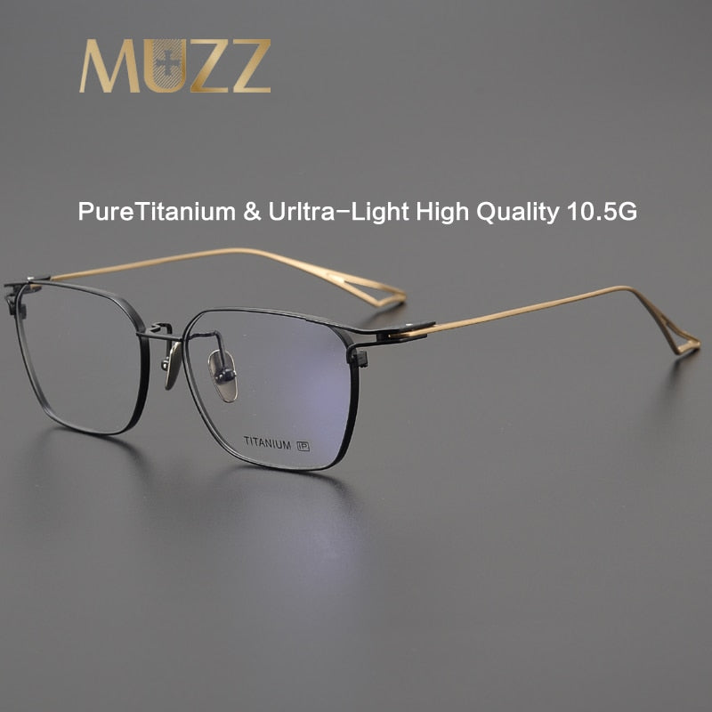 Muzz Men's Full Rim Handcrafted Square IP Titanium Eyeglasses Act7 Full Rim Muzz   