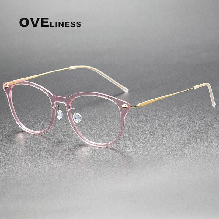 Oveliness Unisex Full Rim Round Acetate Titanium Eyeglasses 6506 Full Rim Oveliness   