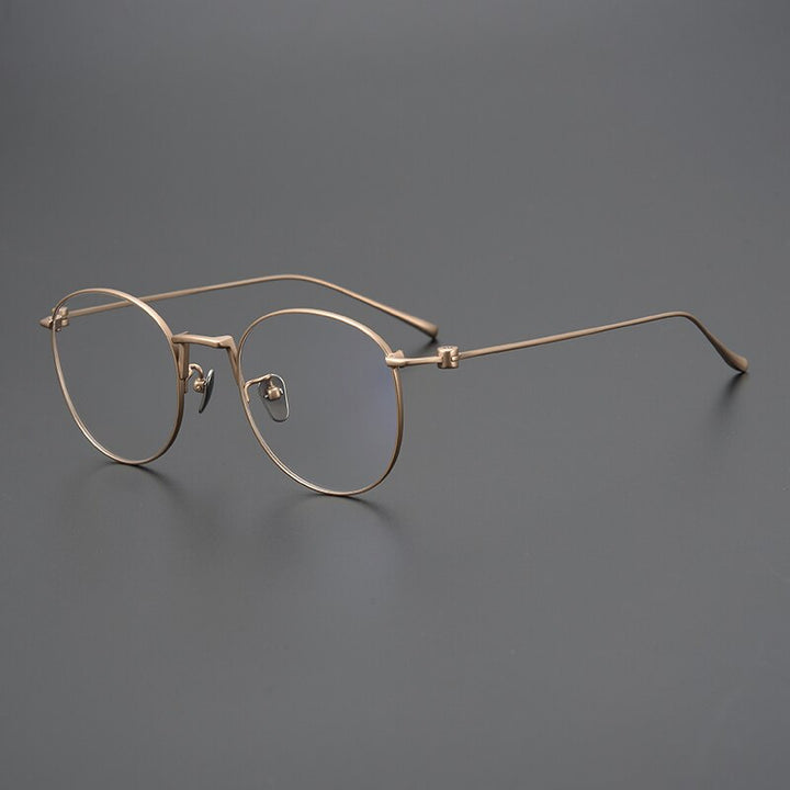 Gatenac Unisex Full Rim Round Square Titanium Eyeglasses Gxyj917 Frame Gatenac Gold  
