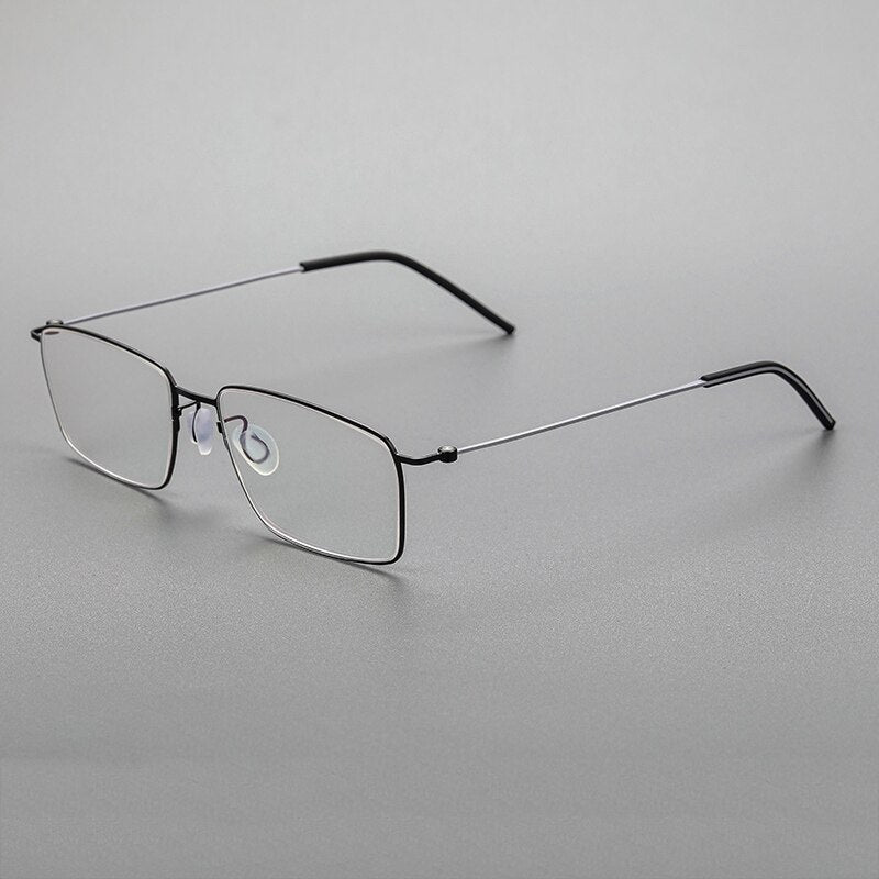 Gatenac Unisex Full Rim Square Titanium Eyeglasses Gxyj1016 Full Rim Gatenac Black Silver  
