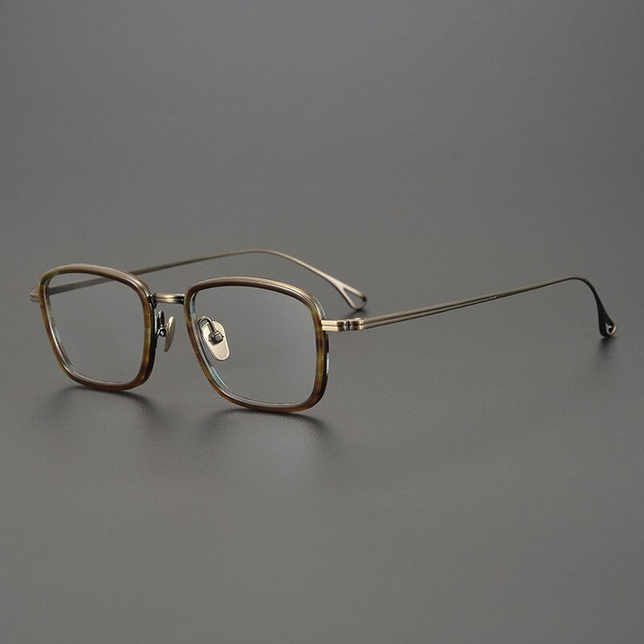 Gatenac Unisex Full Rim Square Titanium Acetate Frame Eyeglasses Gxyj785 Full Rim Gatenac Bronze  