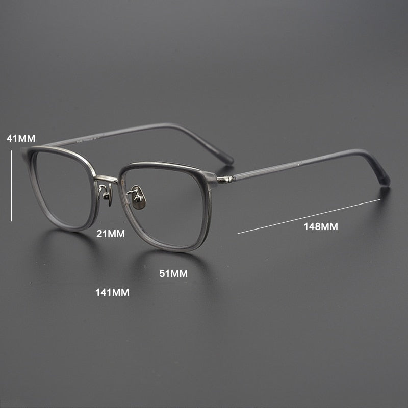 Gatenac Unisex Full Rim Square Acetate Titanium Eyeglasses Gxyj995 Full Rim Gatenac   
