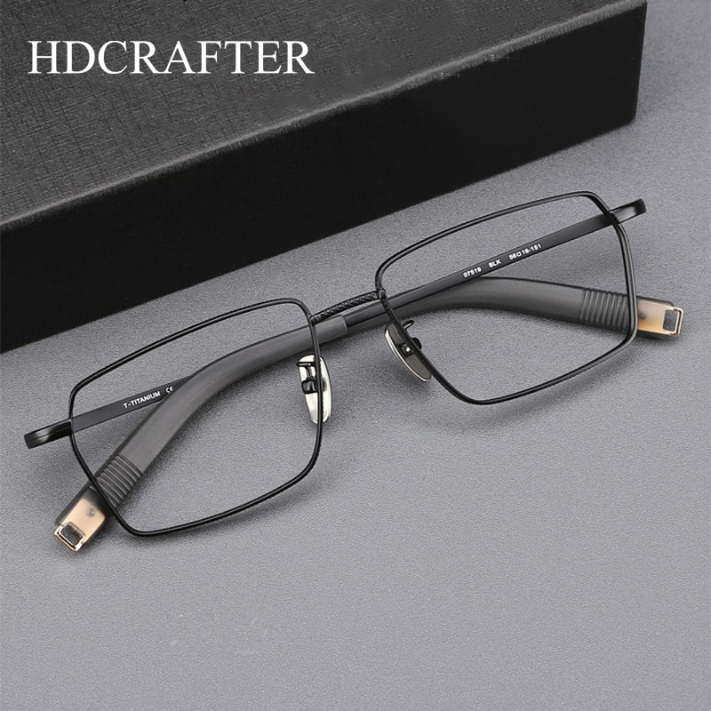 Hdcrafter Men's Full Rim Square Titanium Eyeglasses Hd07519 Full Rim Hdcrafter Eyeglasses   