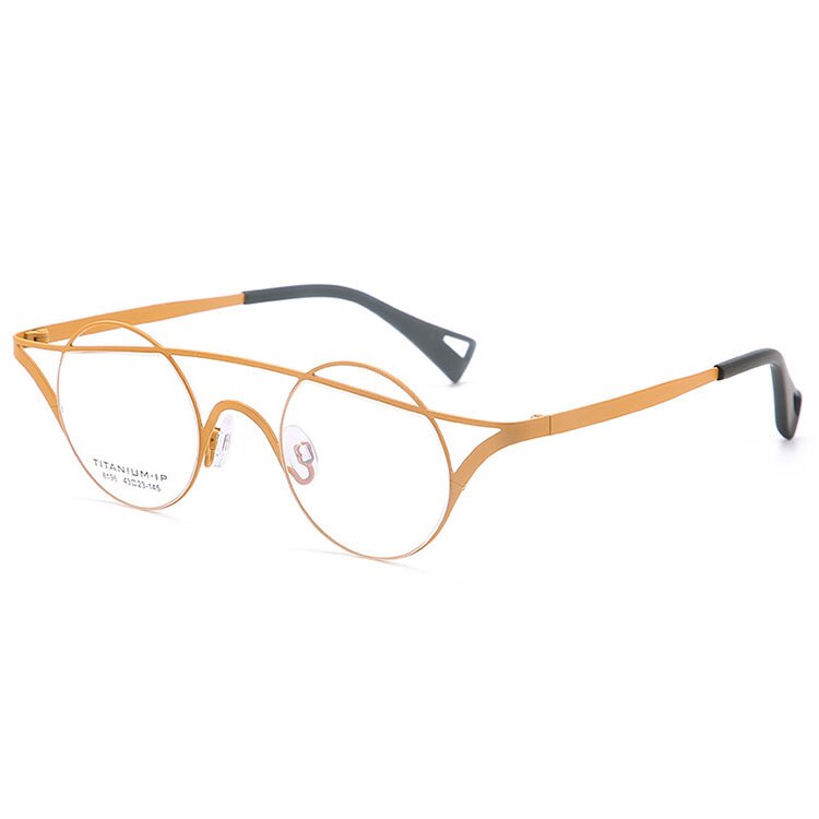 Aissuarvey Unisex Full Rim Small Round Double Bridge Titanium Frame Eyeglasses 8196 Full Rim Aissuarvey Eyeglasses Orange CN 