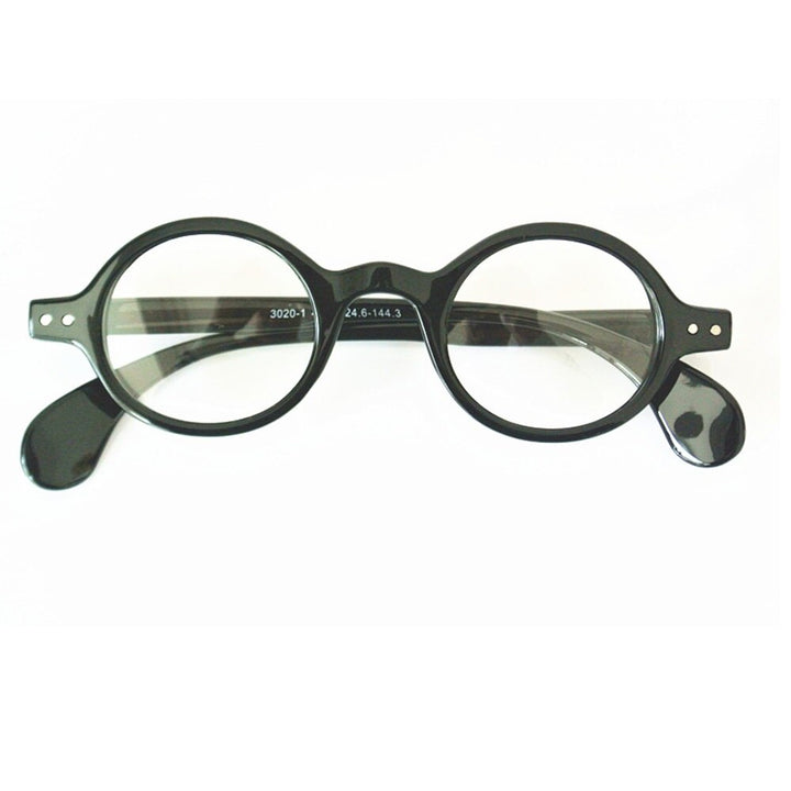 CubojueUnisex Full Rim Small 38mm Round Tr 90 Titanium Reading Glasses 3020 Reading Glasses Cubojue 0 Black 