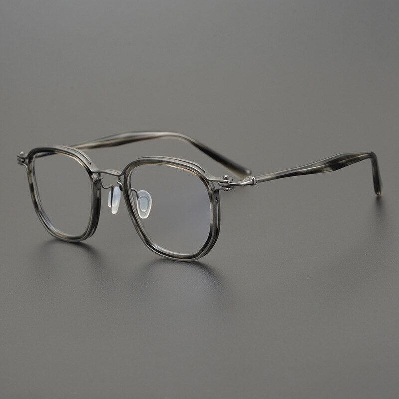 Gatenac Unisex Full Rim Square Titanium Acetate Frame Eyeglasses Gxyj815 Full Rim Gatenac Gray  
