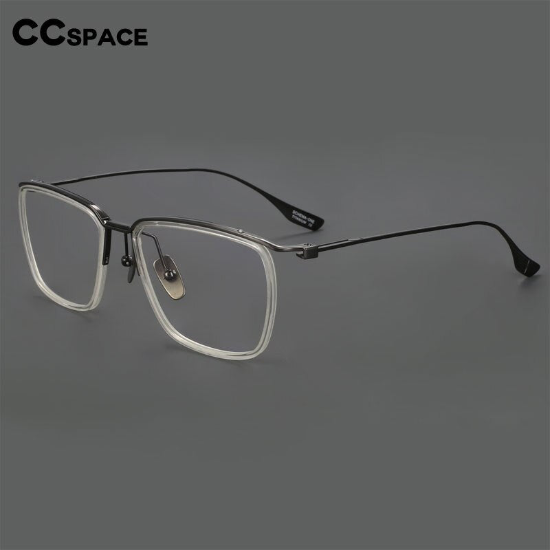 CCSpace Men's Semi Rim Square Titanium Eyeglasses 55920 Semi Rim CCspace   