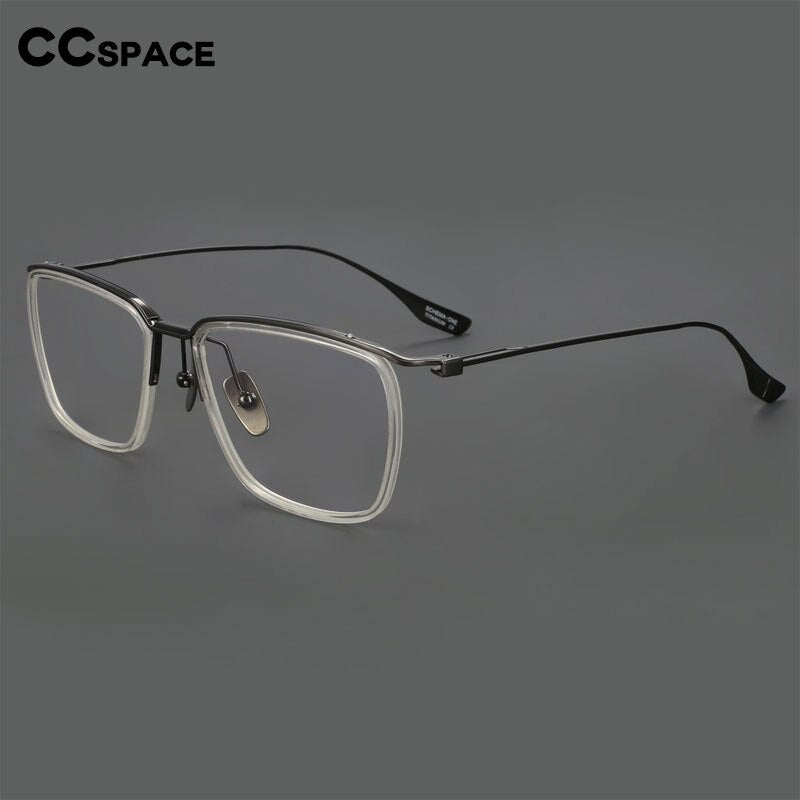 CCspace Men's Semi Rim Square Titanium Eyeglasses 55920 Semi Rim CCspace   