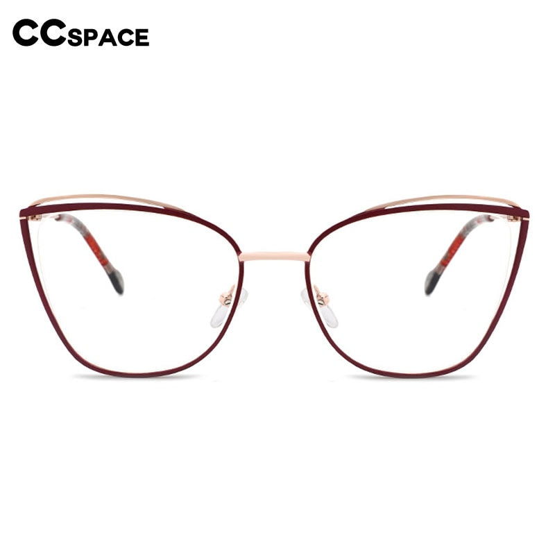 CCSpace Women's Full Rim Square Cat Eye Alloy Eyeglasses 55735 Full Rim CCspace   