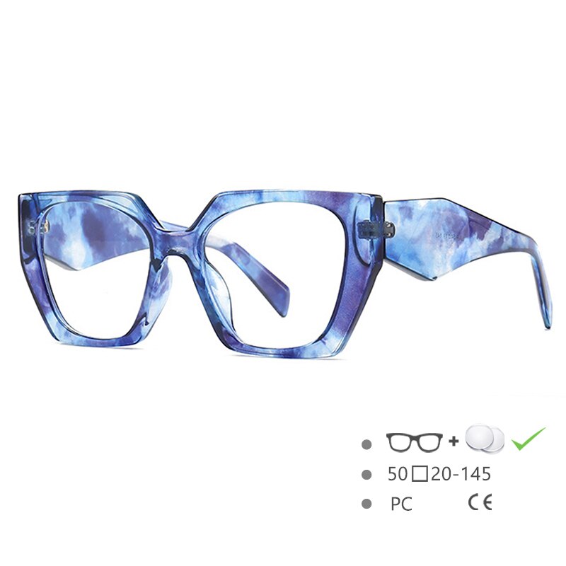 CCSpace Women's Full Rim Cat Eye PC Resin Frame Eyeglasses 54584 Full Rim CCspace Blue China 