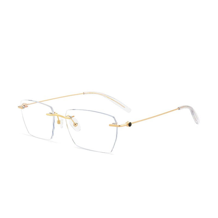 Hdcrafter Unisex Rimless Square Alloy Eyeglasses 0621 Rimless Hdcrafter Eyeglasses Gold Frame  