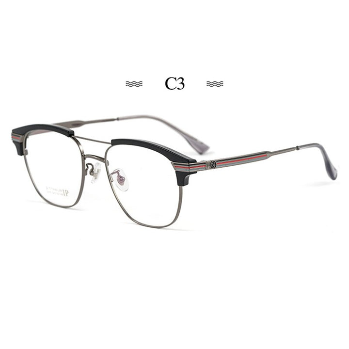 Hotochki Men's Full Rim Round Tr 90 Titanium Alloy Frame Eyeglasses 2315bj Full Rim Hotochki C3  
