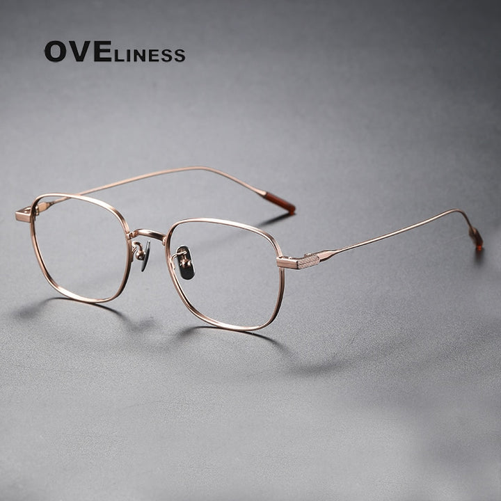 Oveliness Unisex Full Rim Square Titanium Eyeglasses 80805 Full Rim Oveliness rose gold  