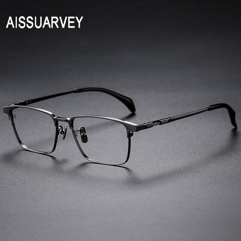 Aissuarvey Men's Eyeglasses Titanium Ip Rectangular Wide Full Rim14g Full Rim Aissuarvey Eyeglasses gray CN 