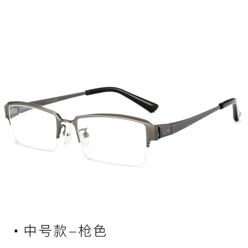 Cubojue Unisex Semi Rim Rectangle Titanium Eyeglasses Semi Rim Cubojue 54mm grey  