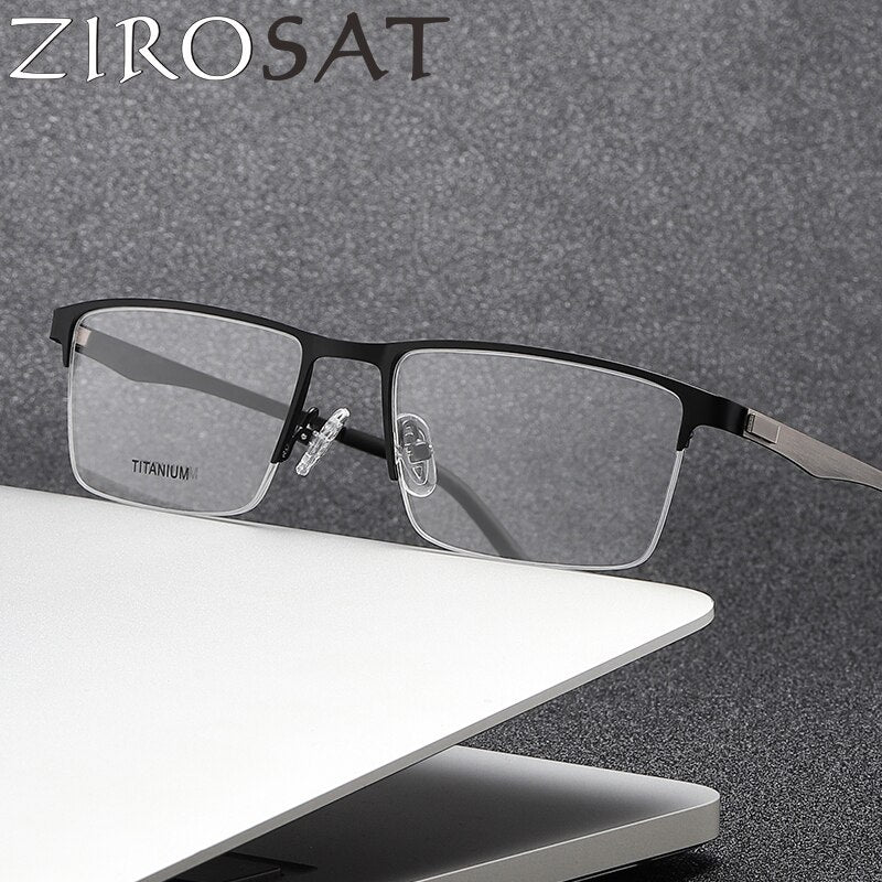 Zirosat Men's Semi Rim Square Titanium Eyeglasses P9867 Semi Rim Zirosat   
