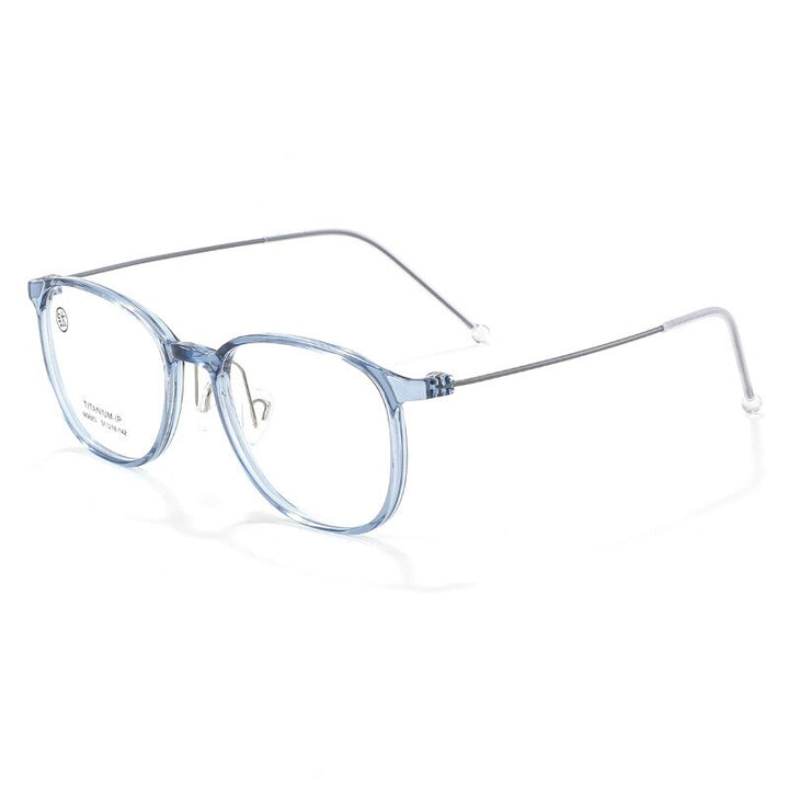 KatKani Unisex Full Rim Square Round Big Tr 90 Titanium Eyeglasses M9883 Full Rim KatKani Eyeglasses Transparent Blue  