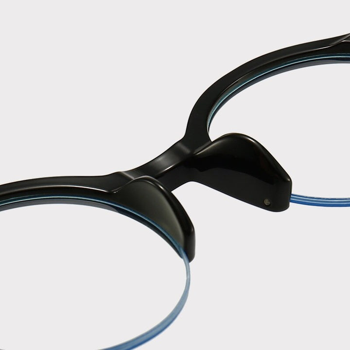 Cubojue Unisex Semi Rim Round Acetate Alloy Myopic Reading Glasses 8620 Reading Glasses Cubojue   