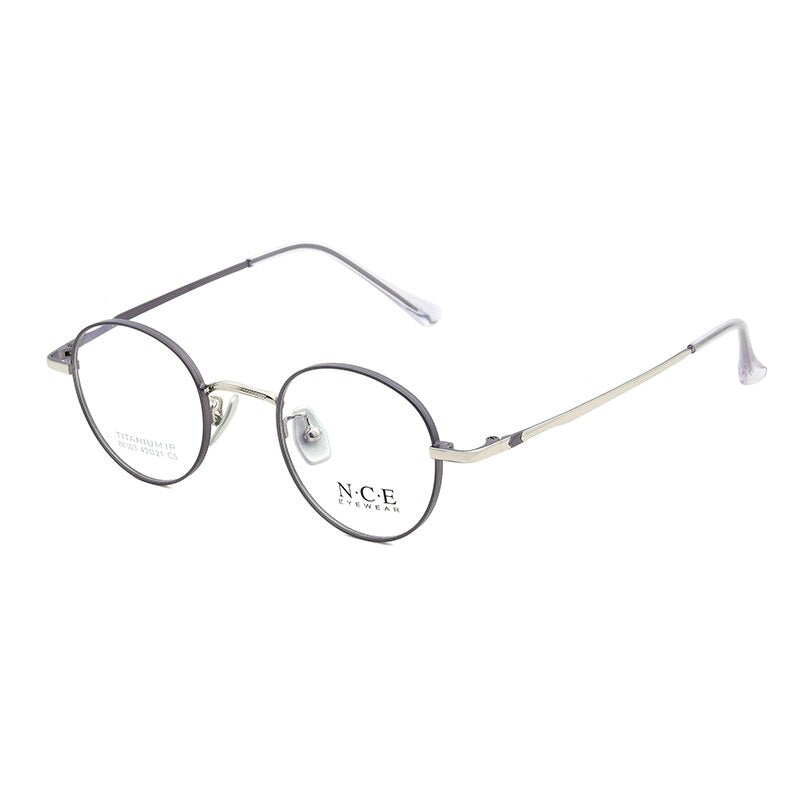 Zirosat Women's Full Rim Round Titanium Acetate Frame Eyeglasses 88303 Full Rim Zirosat grey-silver  