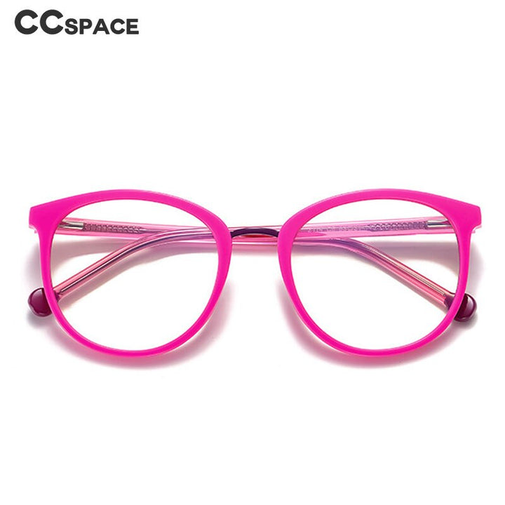 CCSpace Women's Full Rim Oversized Round Tr 90 Titanium Frame Eyeglasses 54561 Full Rim CCspace   