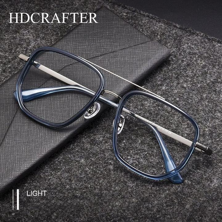 Hdcrafter Men's Full Rim Oversized Double Bridge Tr 90 Titanium Eyeglasses 2217yj Full Rim Hdcrafter Eyeglasses   