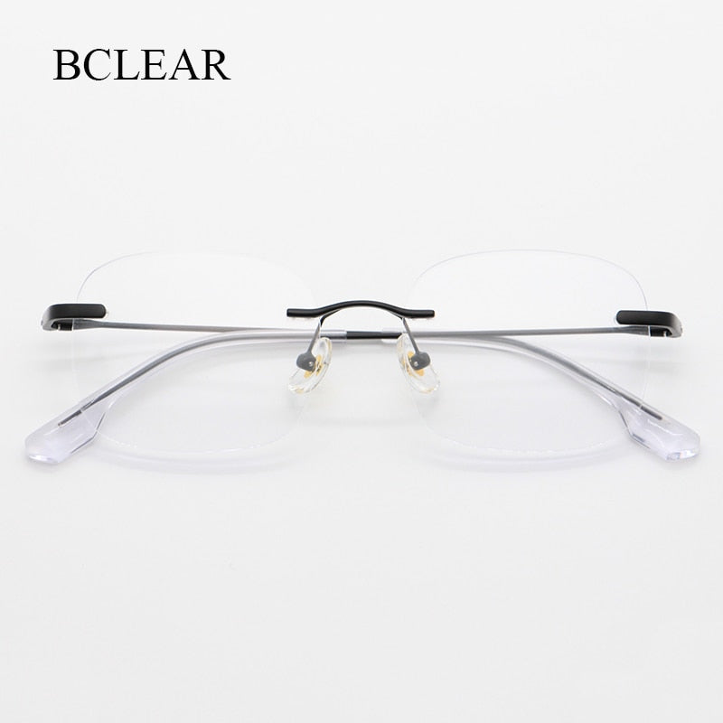 Bclear Unisex Rimless Square Titanium Frame Eyeglasses Myw01 Rimless Bclear   