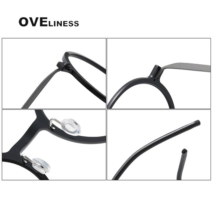 Oveliness Unisex Full Rim Round Screwless Titanium Eyeglasses 6523 Full Rim Oveliness   