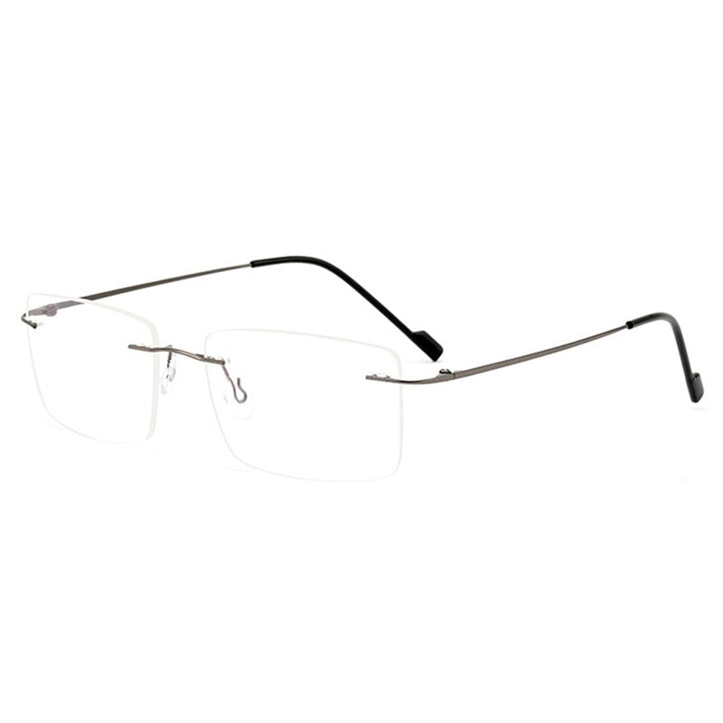 Hotochki Unisex Rimless Rectangle Alloy Frame Eyeglasses 6043 Rimless Hotochki Gray  