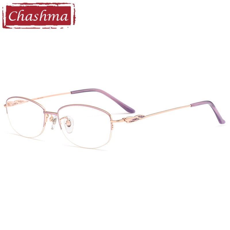 Chashma Ottica Women's Semi Rim Oval Titanium Eyeglasses 0661 Semi Rim Chashma Ottica Purple Gold  