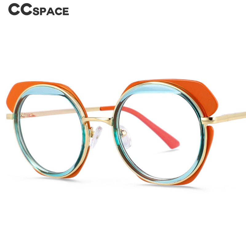 CCSpace Unisex Full Rim Round Tr 90 Titanium Punk Frame Eyeglasses 54171 Full Rim CCspace   