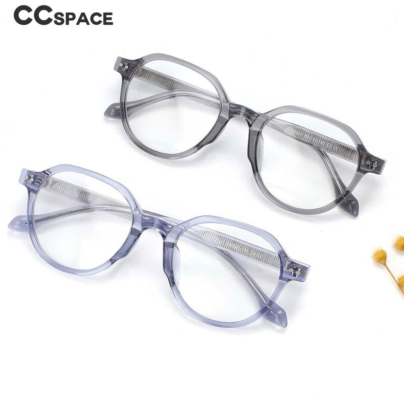 CCspace Women's Full Rim Round Acetate Titanium Frame Eyeglasses 54255 Full Rim CCspace   