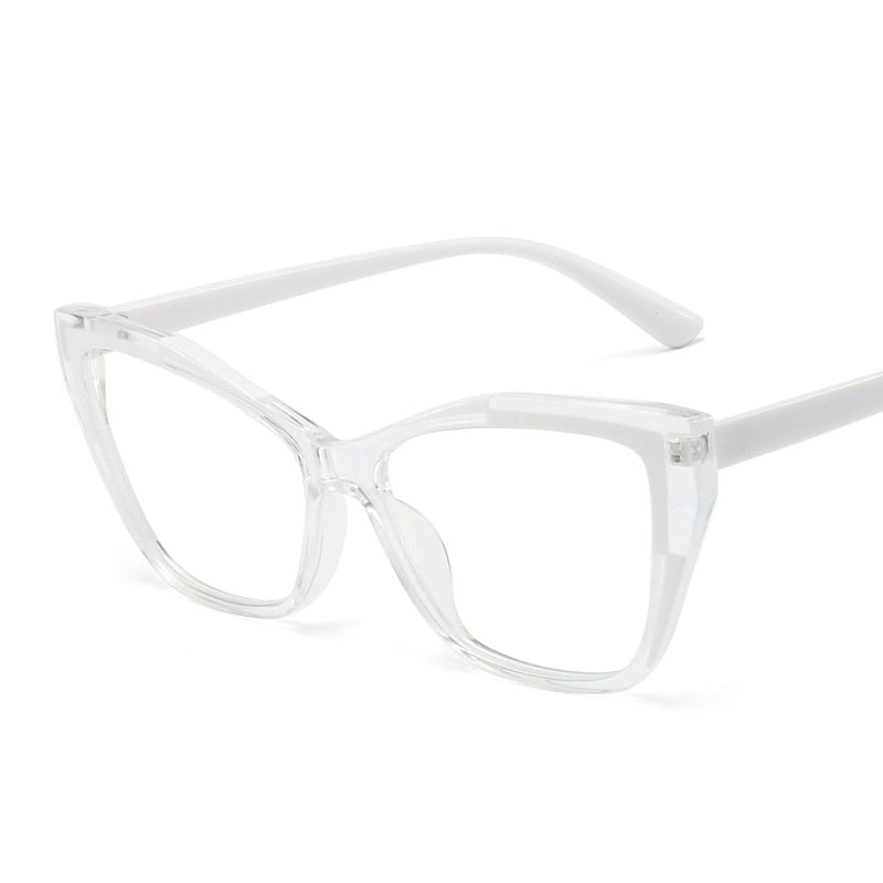 CCSpace Women's Full Rim Square Cat Eye Tr 90 Titanium Eyeglasses 55485 Full Rim CCspace China ClearWhite 