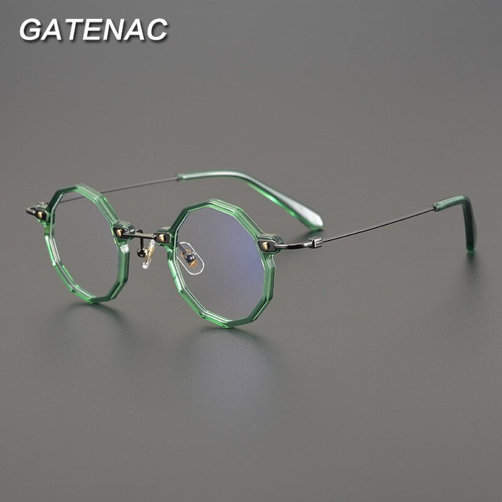 Gatenac Unisex Full Rim Round Titanium Acetate Frame Eyeglasses Gxyj739 Full Rim Gatenac   