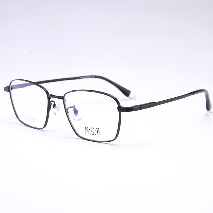 Zirosat Men's Full Rim Irregular Square Titanium Eyeglasses T006 Full Rim Zirosat black  