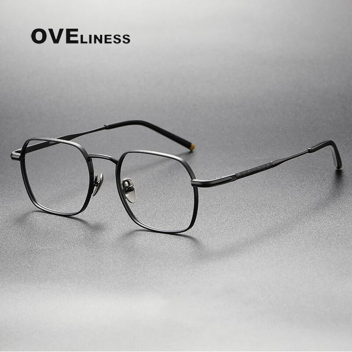 Oveliness Unisex Full Rim Irregular Square Titanium Eyeglasses Capeua Full Rim Oveliness black  