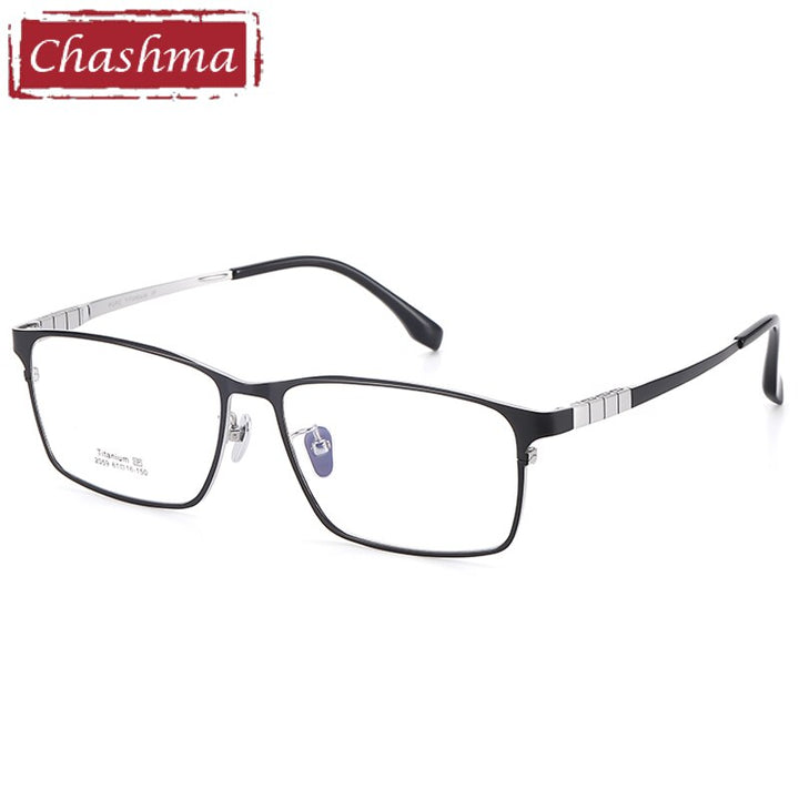 Chashma Ottica Men's Full Rim Oversized Square Titanium Eyeglasses 2059 Full Rim Chashma Ottica Black Gray  