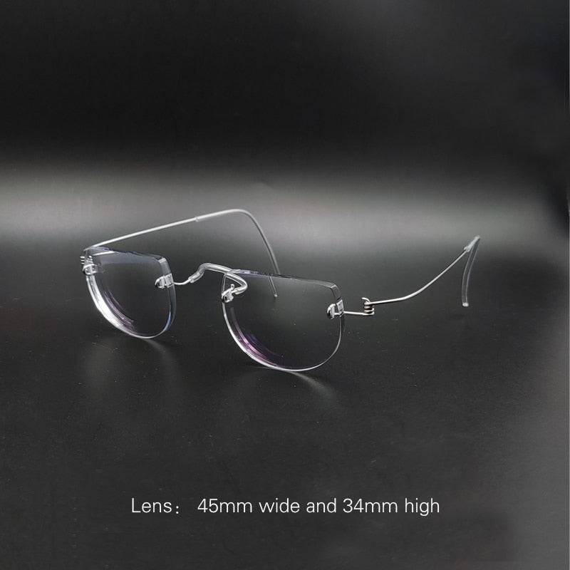 Yujo Unisex Semi Rim Half Circle Handcrafted Stainless Steel Eyeglasses Customized Lens Options Semi Rim Yujo C1 China 